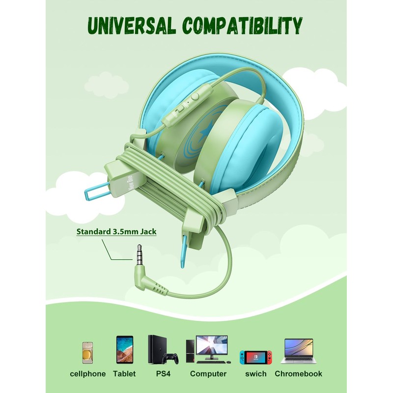 New bee Kids Headphones for School with Microphone KH20 HD