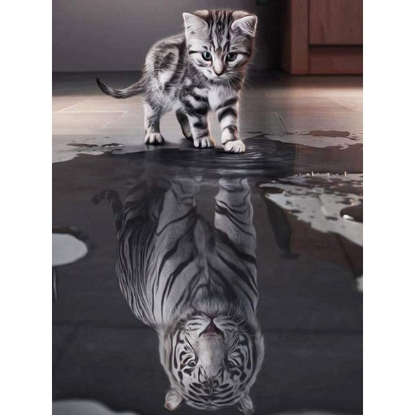 Leikedun Diamond Painting Pictures Cat Tiger DIY 5D Diamond Painting Kits Paint by Numbers Diamond Crafts for Home Wall Decor Painting Diamond Decoration 30x40cm