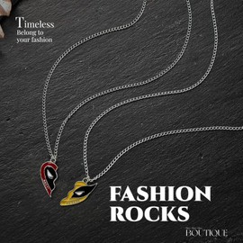 GAUEIOUR BFF Necklace for 2,Personality Best Friendship Matching Half-Hearted Alloy Red and Yellow Pendant Necklaces Set