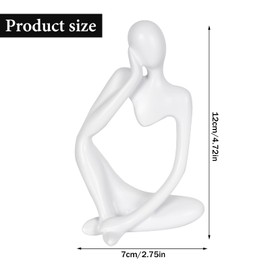 Zimoer Denker Resin Sculpture, Abstract Art Figures, Bookshelf DEK, People Decorative Figures, Ornaments for Living Room, Bookcase, Dining Table and Office (White)