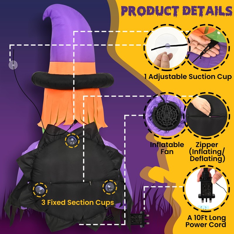 Solpex Halloween Inflatable Decoration, Inflatable Witch decoration with Pumpkin, 135cm/