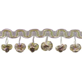 DÉCOPRO Lilac Ivory Green 2" Onion Tassel Fringe Trim Winter Lilac [By The Yard]