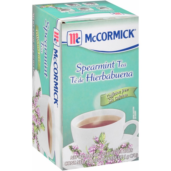McCormick 25 Count Caffeine Free Spearmint Tea Bags, 25 Count - Pack of 6