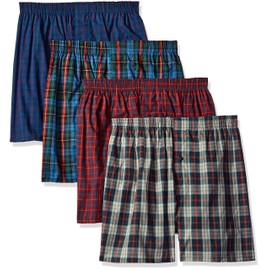 Fruit of the Loom Men's Premium Woven Boxer (4 Pack), Tartan, Small