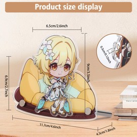 TaiCy Genshin Impact 2-in-1 Magnetic Acrylic Stand: Includes 3 Figures and a Sofa - Can be used as a Display Stand or Fridge Magnet (Aether)