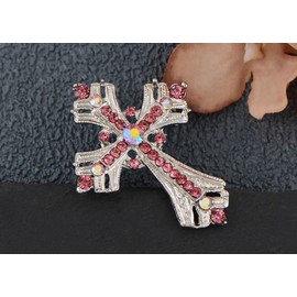 Alilang Victorian Silver Tone Cross Gorgeous Rhinestones Costume Pin Brooch Gothic Holy Church Religious