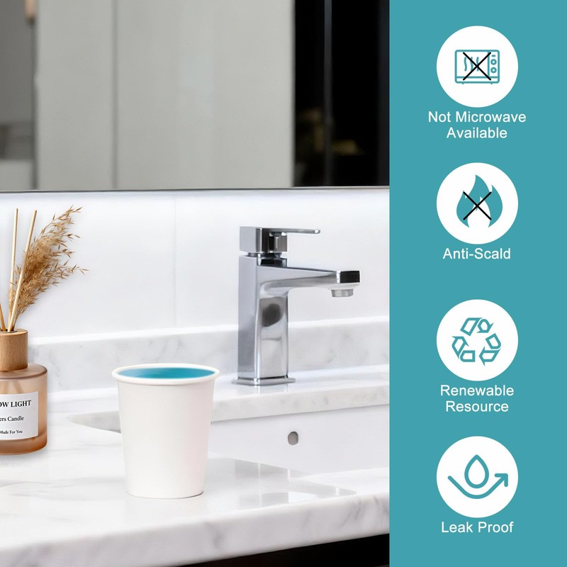 cuphug 100 Pack 3 oz Paper Cups - Disposable Bathroom