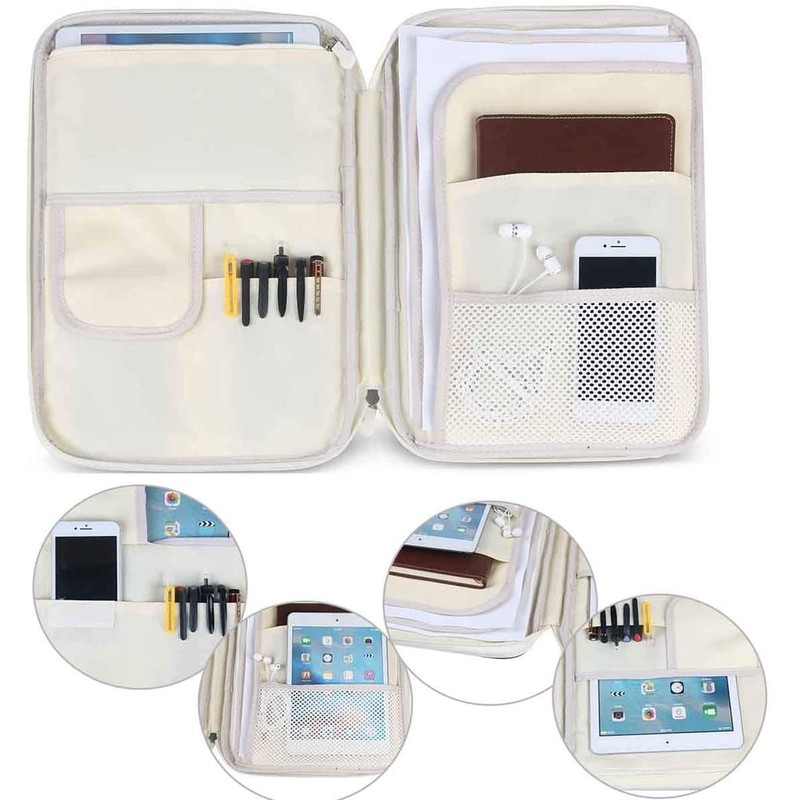 JAKAGO A4 Travel Portfolio Multifunctional Document Organizer Zippered Case for