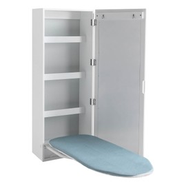 Ironing Board Cabinet, 34.3X12.6 Wall Mounted Ironing Hanging Cabinet Foldable Built-in Swivel Board with Mirror for Pantry, Studio, Tiny Apartment