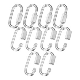 M METERXITY 10-Pack Quick Links Chain Connector, M7 9/32 304 Stainless Steel D-Shape Locking Repair Chain Links for Swing/Camping/Hiking/Backpack, Twist Key Ring Screw Chain Link [Silver]