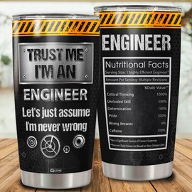 WAZONE Engineering Insulated Tumbler 20oz Nutritional Facts Travel Mug Trust Me I'm An Engineer Funny Gift Ideas Birthday Christmas for Dad Coworker Boss Electrical Men Women Programmer Grad