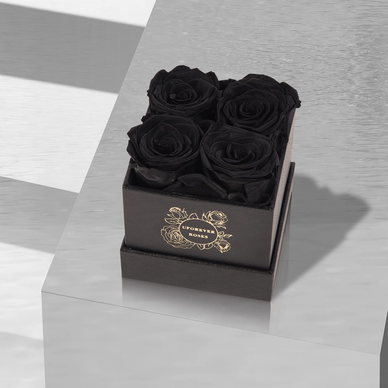 UFOREVER ROSES 4-Piece Preserved Roses in a Box, Preserved Flowers,