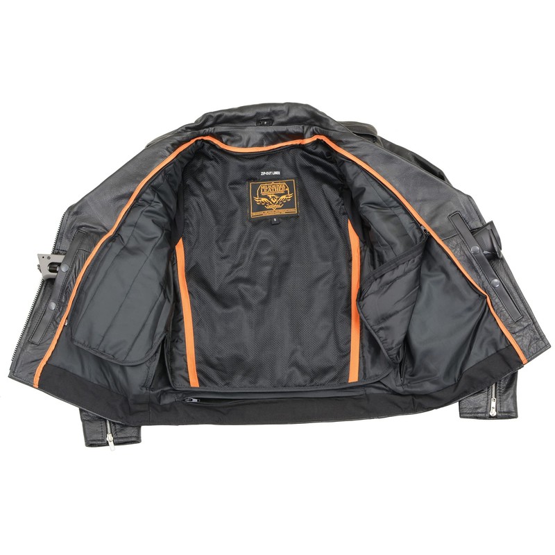 LC2700 Ladies Black Classic MC Premium Leather Jacket w/Side Laces
