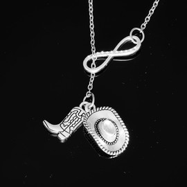 AHAETH Cowgirl Jewelry For Women Necklace Set Cowgirl Boot Hat Charm Equestrian Neckalce