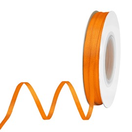 BVIEAKD Orange Satin Ribbon 1/8 inch x 50 Yards Double Faced Solid Color Ribbon for Crafts Weddings Bow Making & More