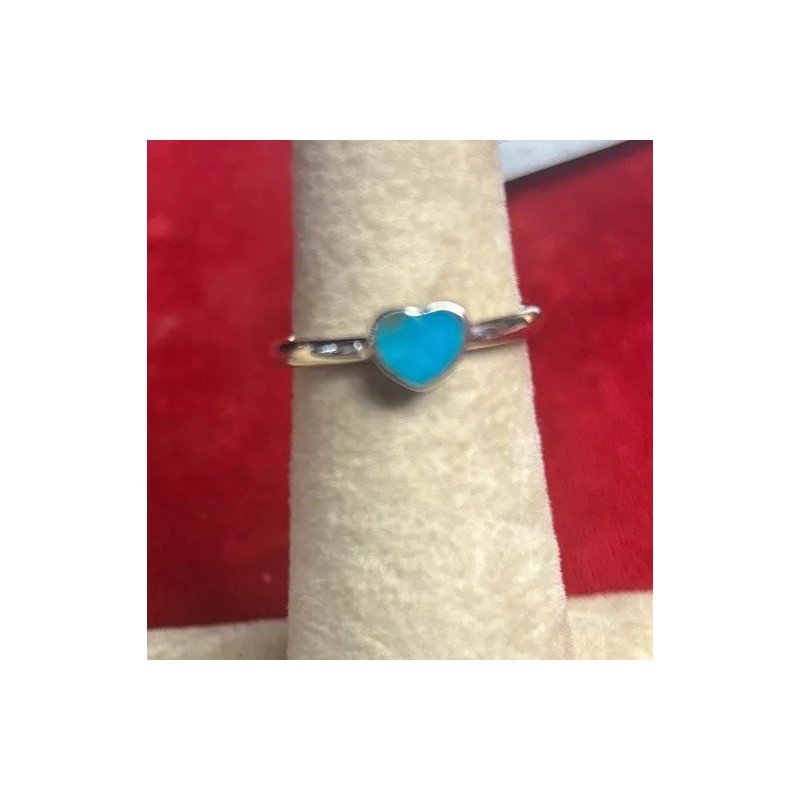 Natural Creations sterling silver stackable ring Size 5 Turquoise Heart