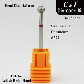 C & I Diamond Nail Drill, Ball Shape Head E-File, Professional Cuticle Clean Drill, Improved Diamond Powder Plus Tungsten Carbide Shaft, 3/32 Inch (2.35 mm) (4.5 mm, Fine-F)