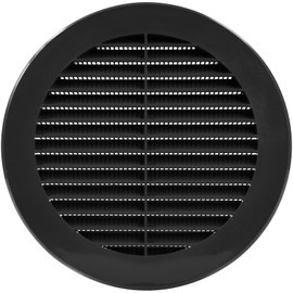 Vent Systems 6" Inch Black Plastic Soffit Vent Cover – Round Louvered Air Grille with Built-in Mesh Screen – HVAC Ventilation Cover for Bathroom, Kitchen, Home, Office, Garage – Indoor & Outdoor Use