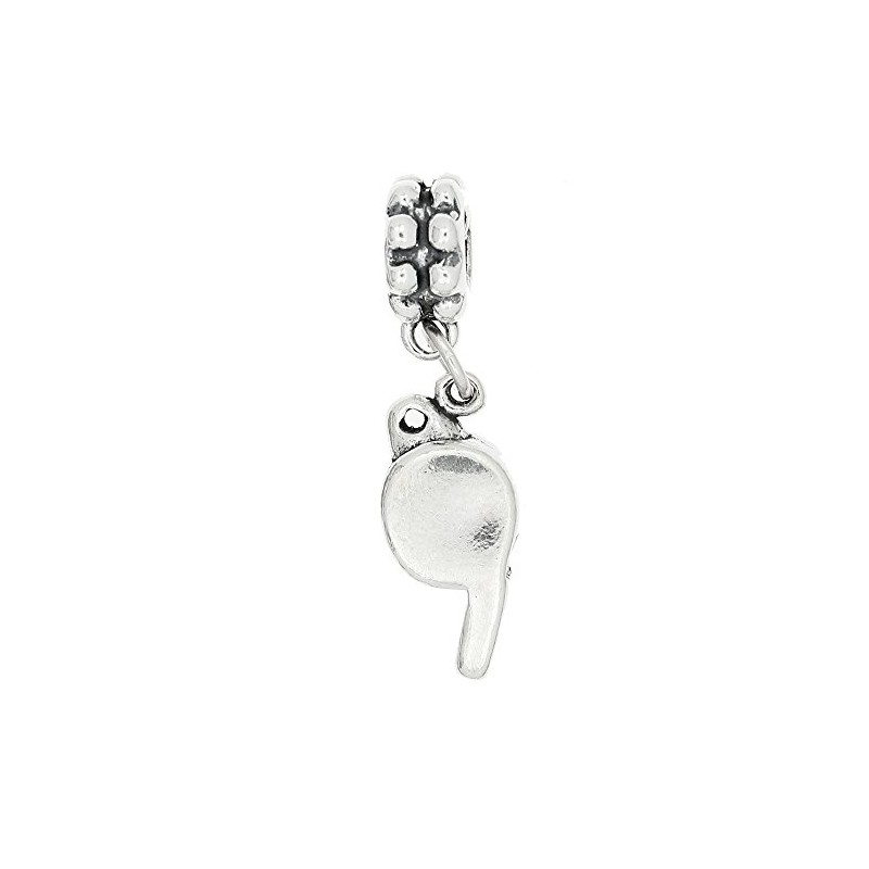 LGU Sterling Silver Oxidized 3D Whistle Dangle Bead Charm