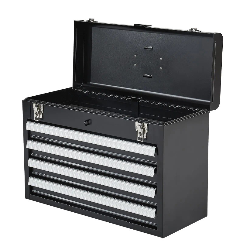 20.5-inch Portable Metal Tool Box with 4 Ball Bearing Slide
