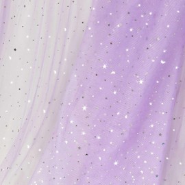 Homiest Glitter Fabric Rolls with Star Moon Sequin, 10 Yards x 54 Inch Wide Tulle Bolt Light Purple Rolls for Tutu Skirt Bridal Veil Wedding Party Decorations