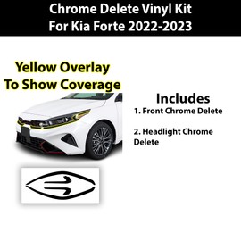 BOGAR TECH DESIGNS Grille Front Bumper Chrome Delete Sticker Decal Vinyl Film Replacement Compatible with Kia Forte 2022-2024, Gloss Black