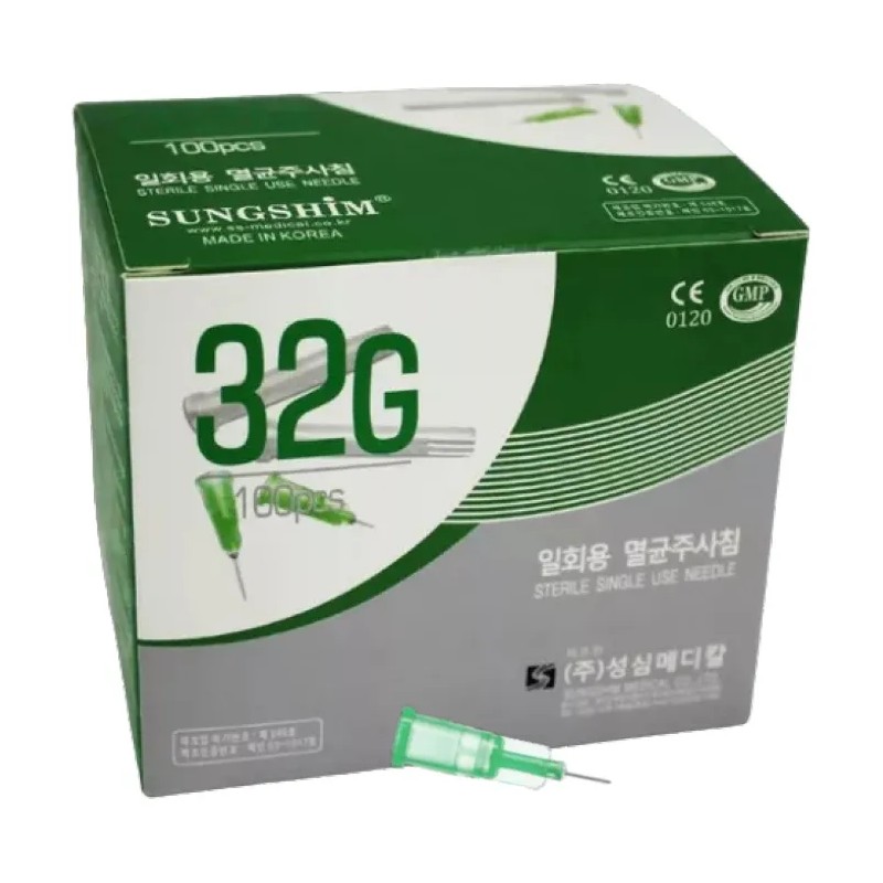 Aguja Mesoterapia 32g 1/6 (4mm) Caja 100 Pzas