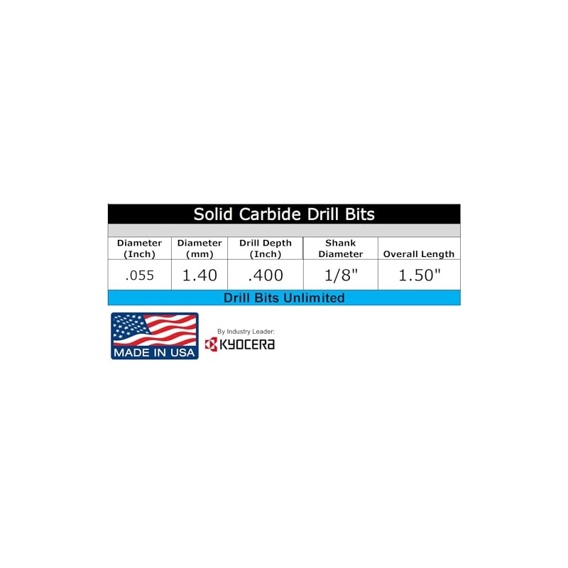 Carbide Drill Bits with 1/8" Shanks (Choose Your Size) for