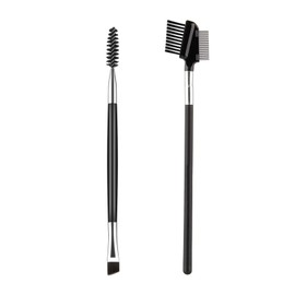 AMXGPT Eyebrow Brush and Eyelash Comb Set, Professional Double-Ended Angled Eye Brow Brush and Spoolie Brush for Eye Extension Makeup Tools for Women Girl (1x Eyelash Brush+1x Browbrush)
