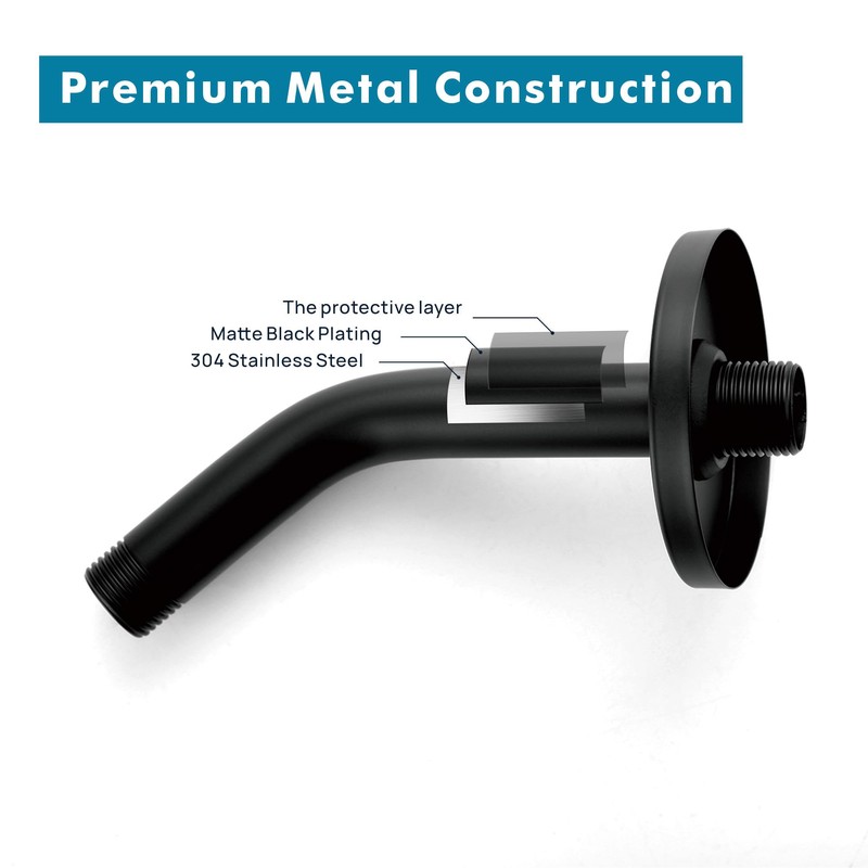 JPHOMES 6 Inches Shower Arm with Flange and Thread Sealing
