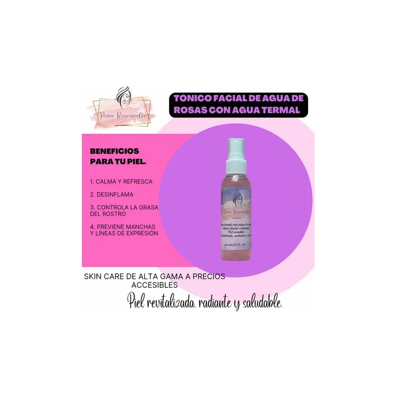 Tónico Facial De Agua Termal Con Agua De Rosas