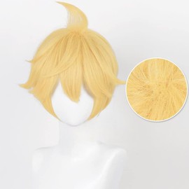Kagamine Ren Cosplay Wig, Blonde Hair Ponytail, Lolita, Harajuku Style, Heat Resistant, For Cosplay, Disguise, Wig, Everyday, Party, Costume, Play, Everyday, Wig, Halloween, Christmas, School