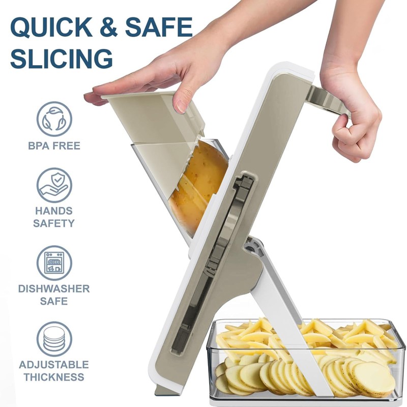 Mandoline Slicer for Kitchen, Mandoline Slicer Safe Multifunctional Dicer Adjustable