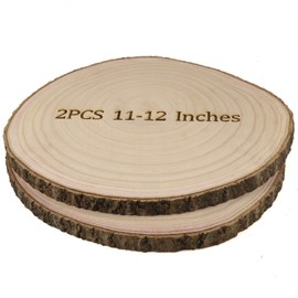 Wood Slices for Centerpieces, 11-12 Inches, 2 Pack, Rustic Wedding Table Decor Large Wood Circles, Rounds, Craft Centerpieces for Tables Decor, Baby Showers and Rustic DIY Projects