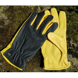 Gold Leaf DRY TOUCH Deluxe Leather Comfortable RHS Gardening Gloves - Gents Size - Great Gift