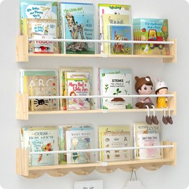 Nursery Book Shelves 34 inchs, Floating Book Shelves for Wall Nursery, Wall Mount Nursery Shelves Set of 3, Perfect for Living Room, Kids Room, Playroom & Bedroom.