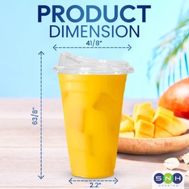 SNH Packing 100 Pack 24oz Plastic Cups with Lids | Clear Disposable Iced Coffee Cups with Strawless Sip Lids | PET Cold Drink Cups for Smoothies, Milkshakes, Party & Events | BPA-Free