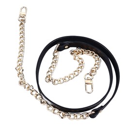 Leather Purse Handle Chain DIY Handcraft Purse Straps Replacement 47.2in Length for Handbags Crochet Purses Black