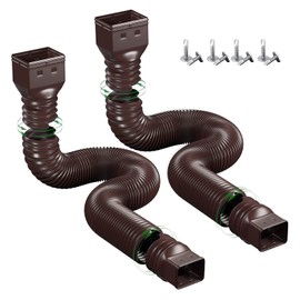 HAHOME 2 Pack Rain Gutter Downspout Extensions,Drain Downspout Extender Diverter, Flexible Downspout Extensions Can Extendable from 21 to 60 Inches (Brown)