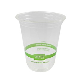 World Centric Compostable Cups 12 oz - Clear Cold Cups Made from Plants - 200 Pack