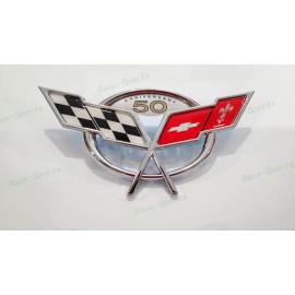 AUTO 1P Chrome Front Bumper 50Th Anniversary Cross Flags Emblem 1997-2004 C5 Corvette