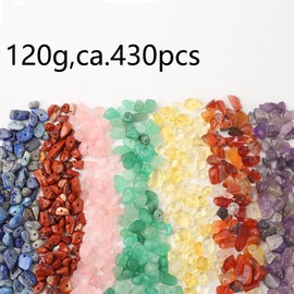 HERZONE Approx. 430 Pieces 7 Chakra Gemstone Beads Natural Stone Beads Gemstones for Threading for DIY Bracelet Necklace Jewellery Making (7 Chakra)