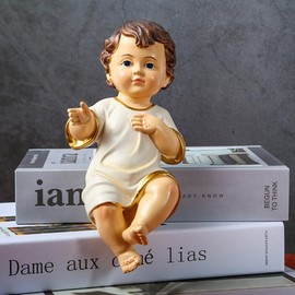 Abaodam Resin Baby Jesus Figurine Baby Statue Religious Holy Ornament Jesus Figurine Mini Baby Jesus Statue Figurine for Nativity Desktop Resin Church Adornment Nativity Collectible Statue