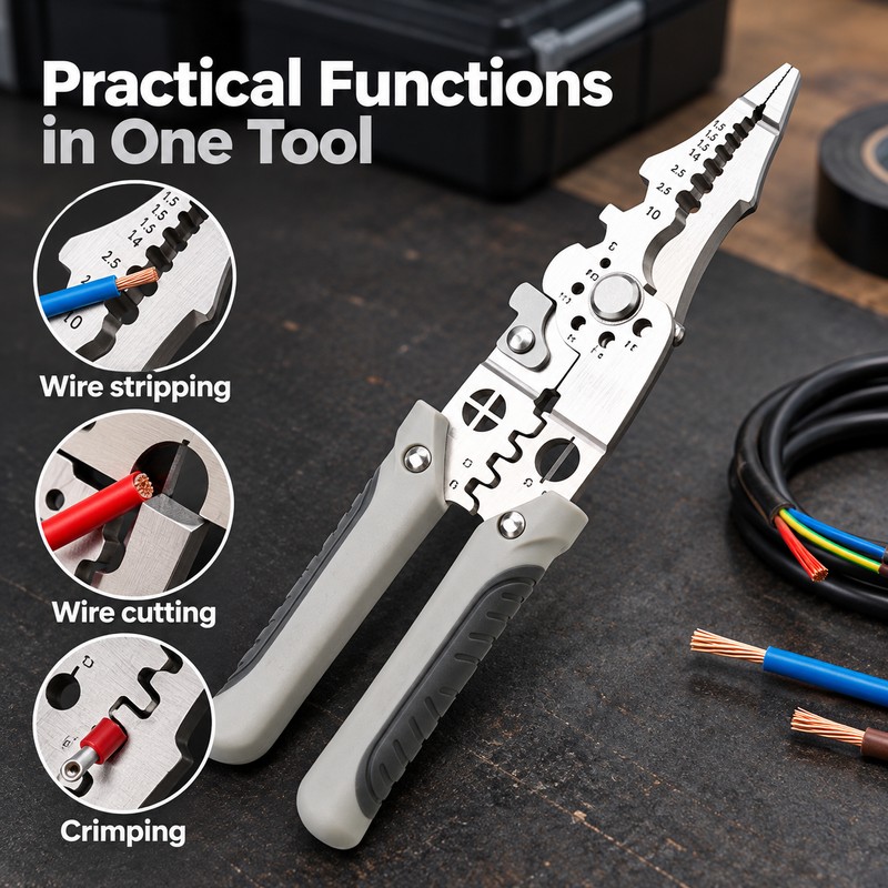 6-in-1 Multifunctional Wire Stripper Pliers for Electrical Work – Cutting,