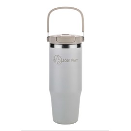 LION WAY FlexiVibe 32 oz Insulated Tumbler - Sandy Veil ⏐ Stainless Steel, Handle & Straw, Leak-Proof, Hot & Cold, Cup-Holder Compatible, BPA-Free