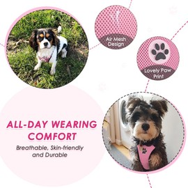 SlowTon Dog Car Harness Seatbelt Set, Dog Vest Harness Adjustable with Breathable Mesh & Vehicle Safety Seat Belt Tether with Elastic Bungee for Small Medium Large Dogs (Pink, S)