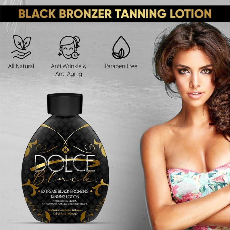 Dolce Black Extreme Bronzer Tanning Lotion w/ Tattoo Protection &