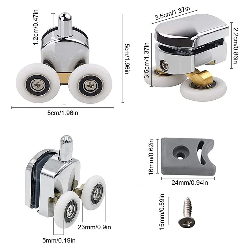 Cokritsm 23mm Shower Door Rollers for Curved Doors 4-6mm, Sliding