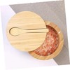 BIUDECO Round Wooden Seasoning Container Magnetic Lid Salt Box Kitchen