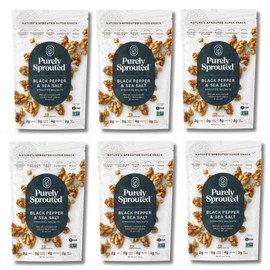 Purely Sprouted Black Pepper & Sea Salt Sprouted Walnuts, Non-GMO Superfood for Healthy, Certified USDA Organic, Gluten-Free Snacking (4 oz, 6 pack)